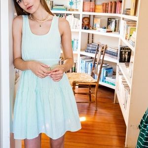 Kiel James Patrick Margarita dress. Green striped summer dress. Size Large Brand